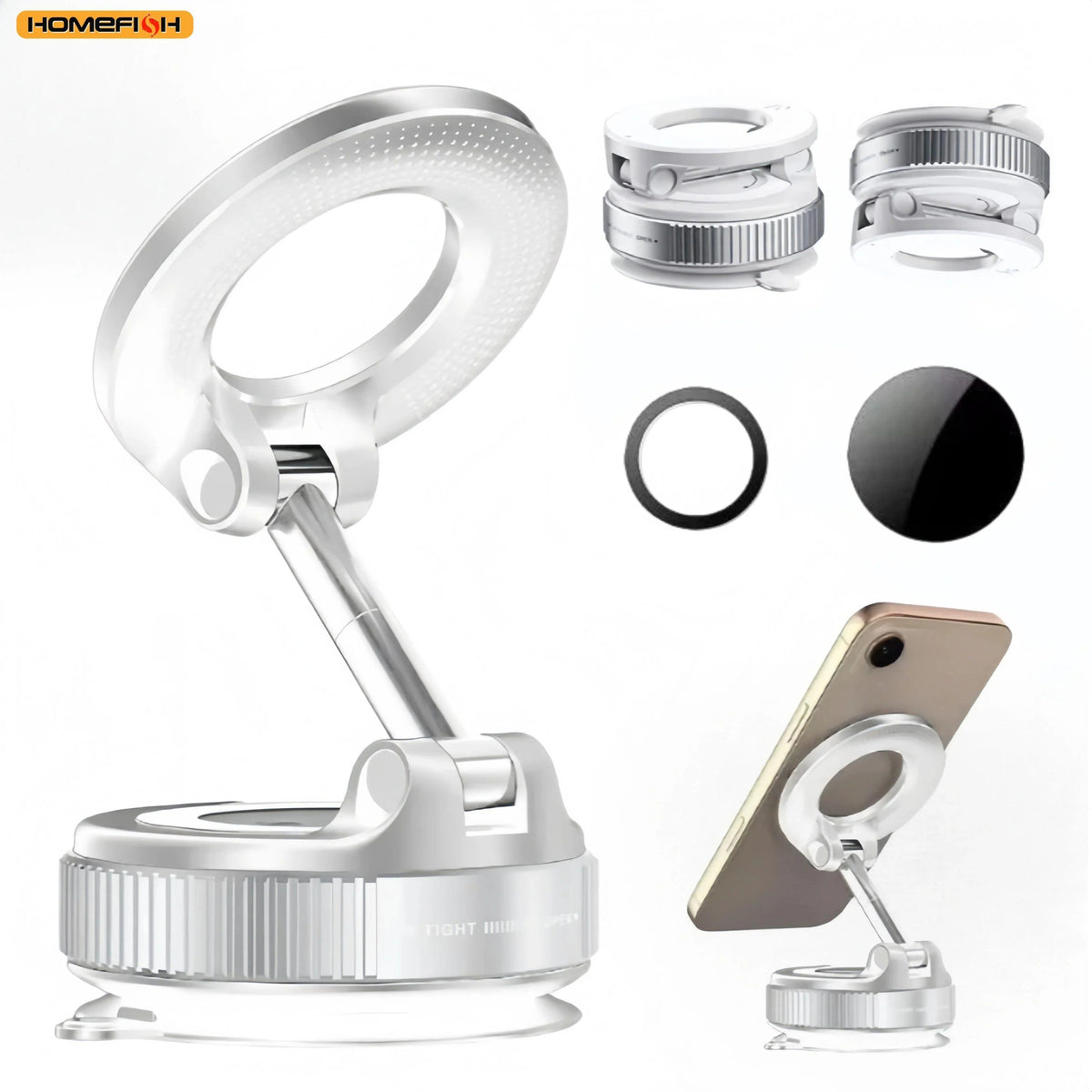 HOMEFISH K007 Magnetic Phone Holder｜Three-axis Rotation For Free Adjustment｜A Convenient Choice For Multiple Scenarios.