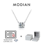 MODIAN Square & Round Halo Moissanite 925 Sterling Silver Pendant Necklace D Color VVS1 Lab Diamond Necklace For Women Jewelry