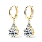 Sweetrain 1CT 2CT Moissanite Drop Earrings For Women Sparkling Lab Diamond 18K Gold Plated 925 Sterling Silver Dangle Earring