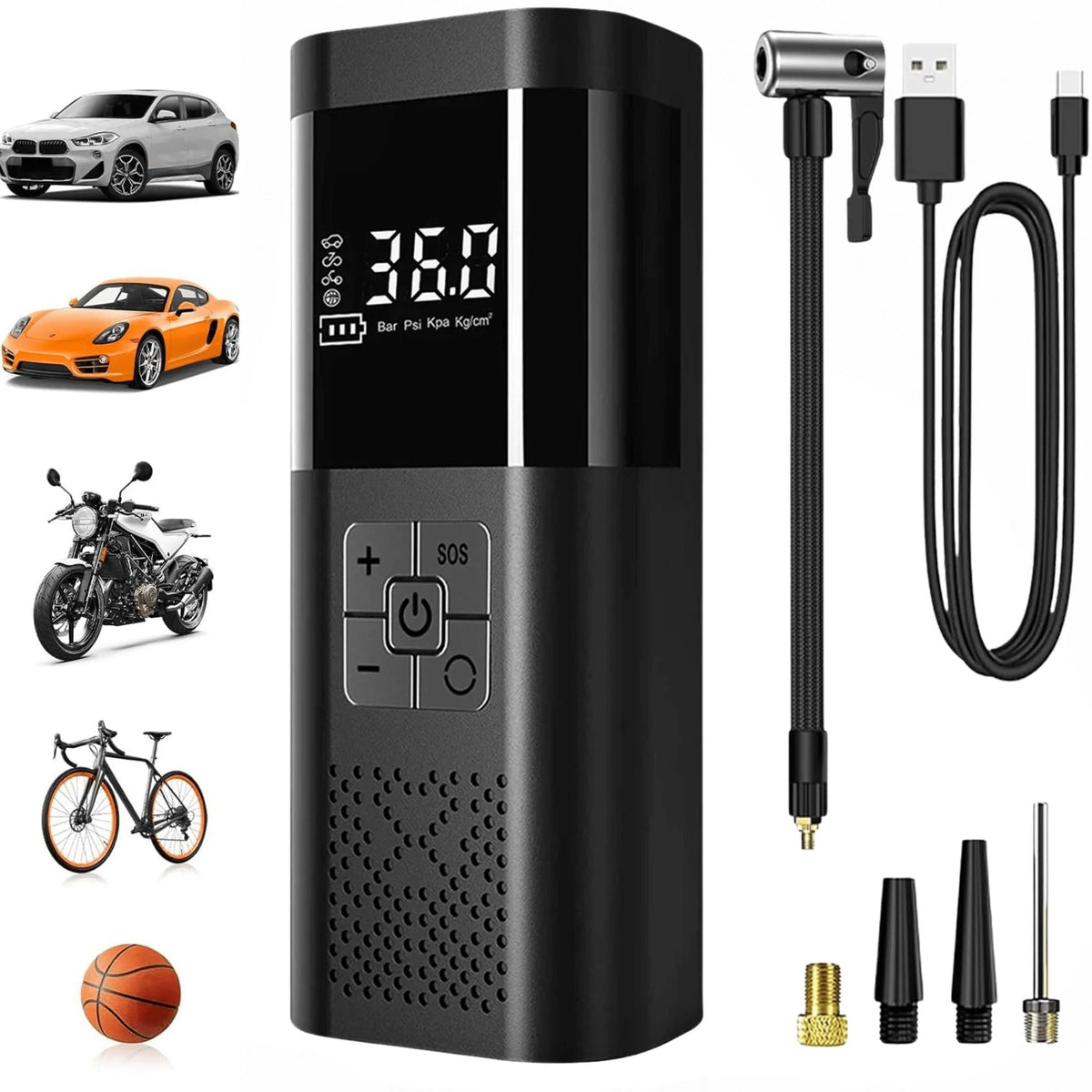 Portable Car Air Compressor 3X Faster 150PSI Cordless Tire Inflator Pump with Digital Gauge for Car Motorcycle Bike Air Pump
