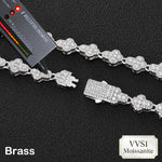 Nuoya Brass/925 VVS1 Moissanite Tennis Necklace Hip Hop Full Paved Diamond Cross Bracelet Unisex