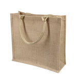 Custom Logo Natural Black Jute Bag Hessian Shopper Tote Bags With Strong Handles